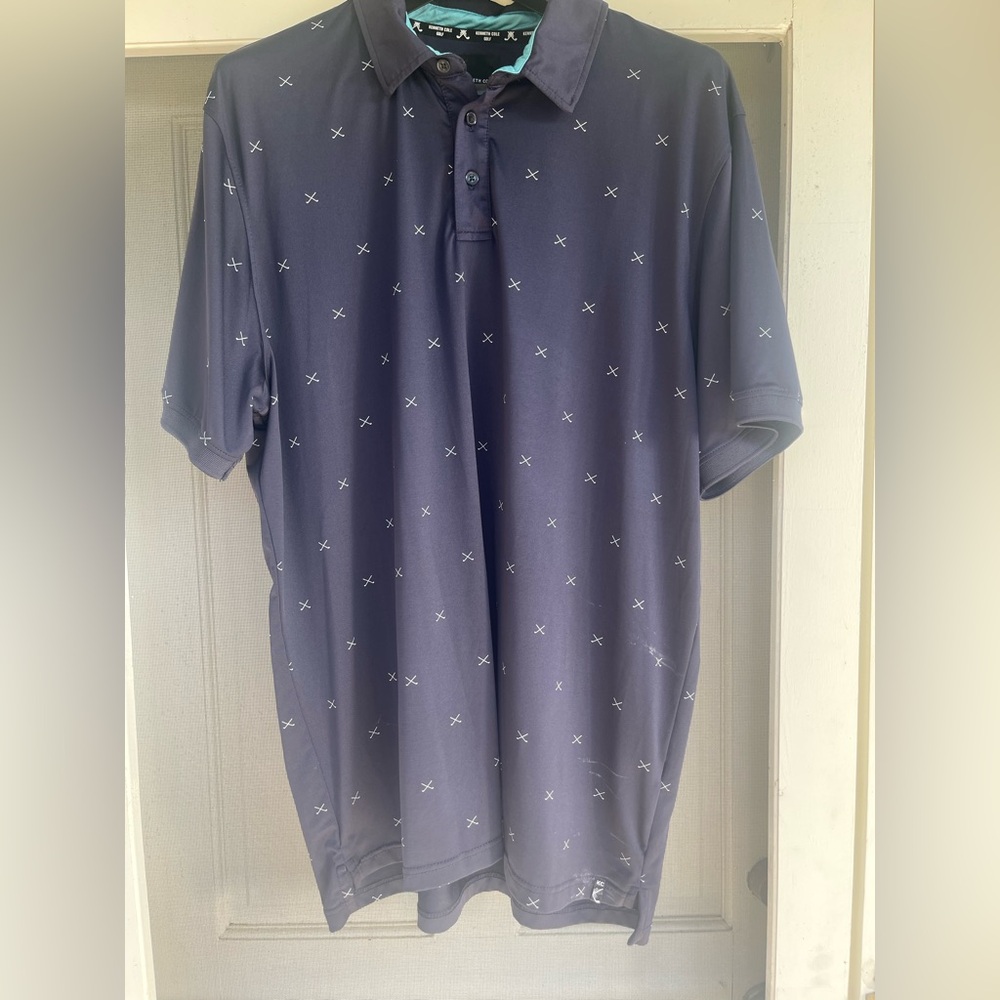 Kenneth Cole Dark Blue Polo with Golf clubs, Men’s size XL